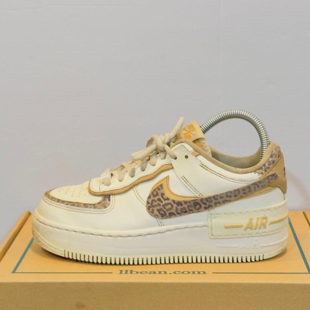 Nike Air Force 1 Shadow Leopard Platform Ivory Khaki Womens Size 6 Sneakers AF1